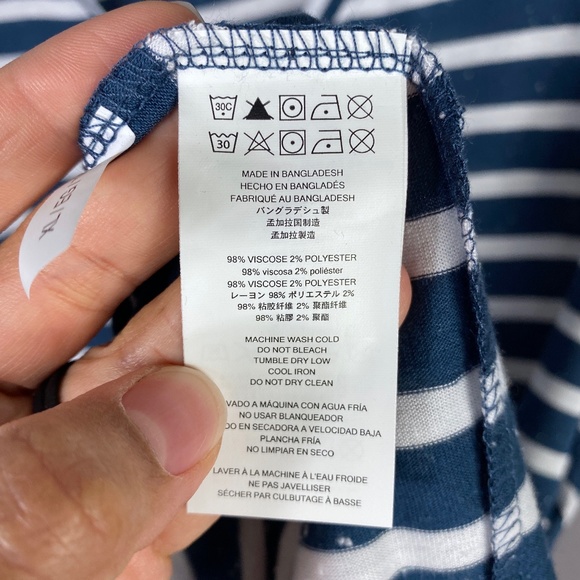 Michael Kors Mens Striped V Neck Tee Shirt in Speckled Navy Size XL - Picture 5 of 5